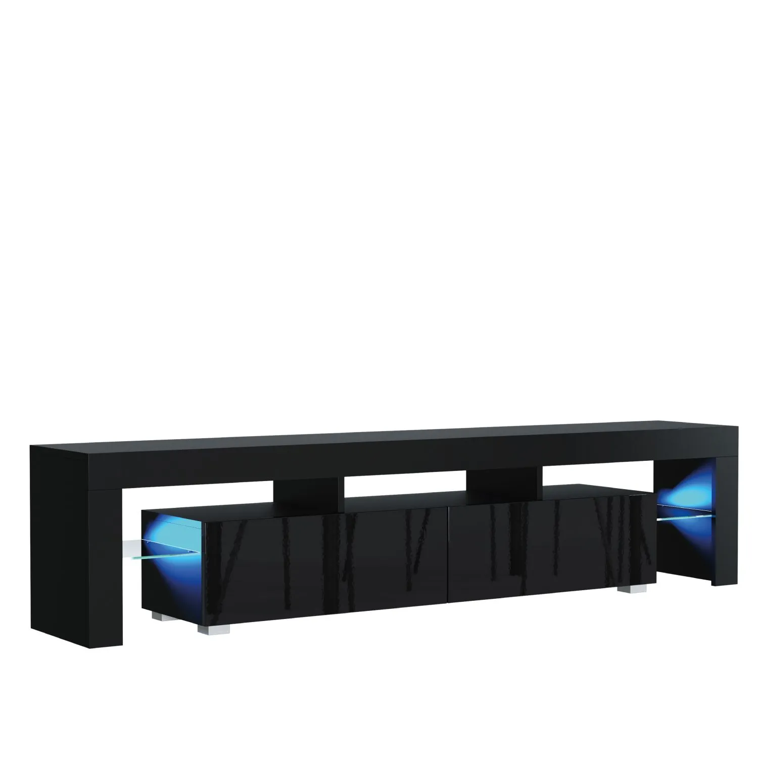 Creative Furniture Nova TV Unit 200cm - A Spacious & Modern Cabinet with Gloss Doors & LED Lights in Black 2