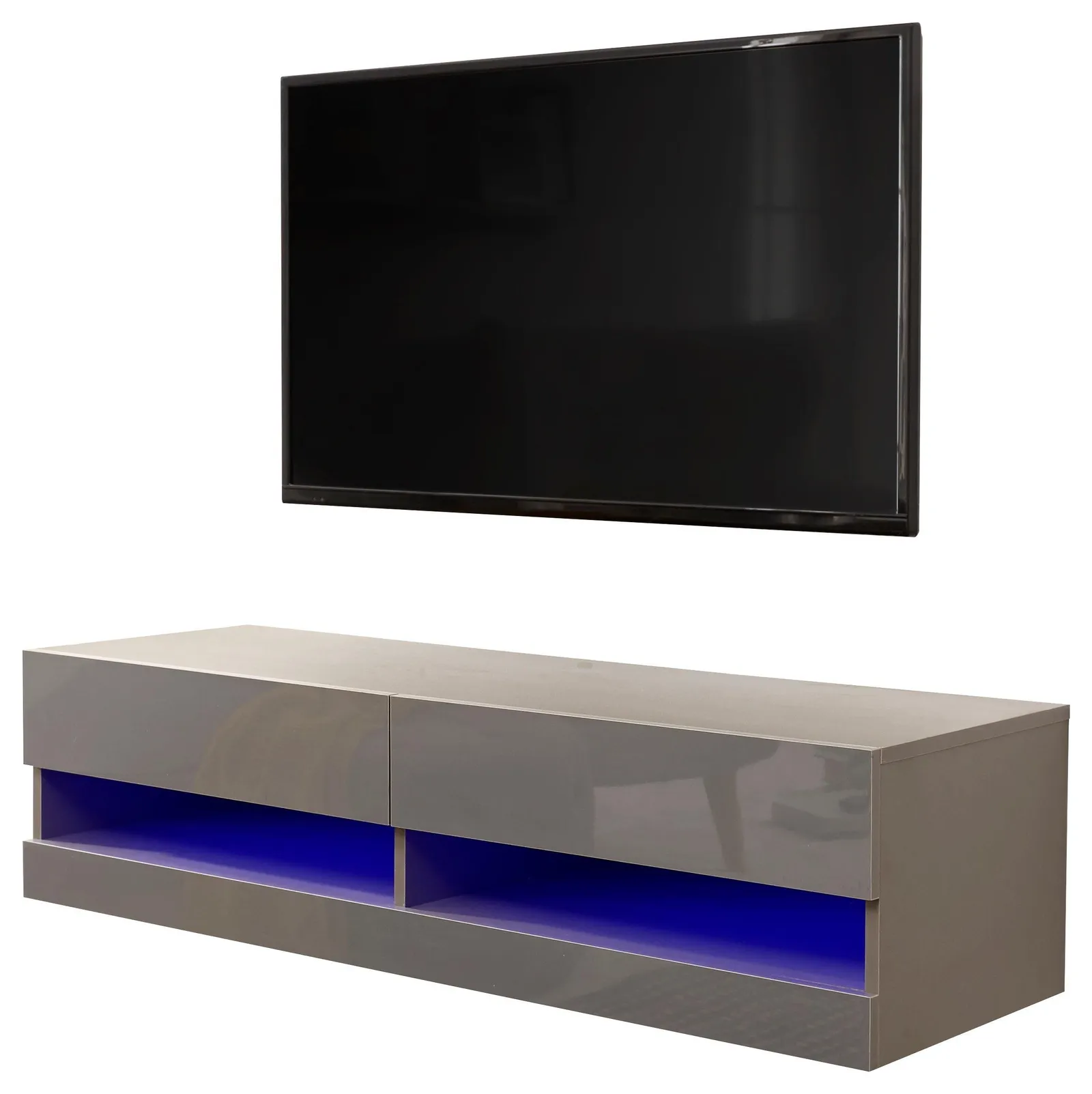 GFW Galicia 120cm Wall TV Unit with LED in Grey 2