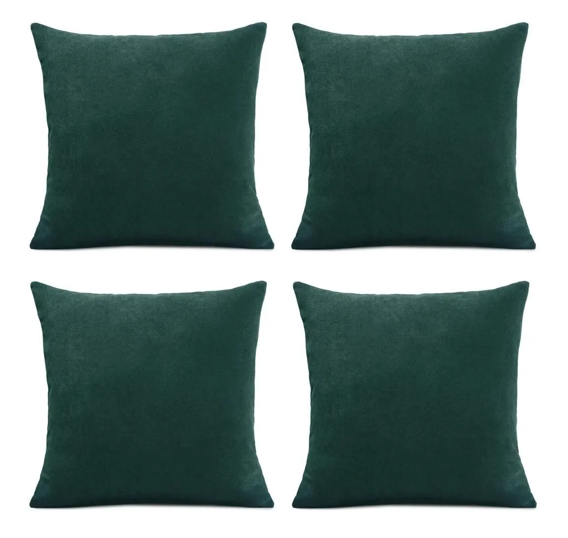 Luxury Living Set of 4 Velvet Chenille Cushions 45cm x 45cm with Removable Covers & Plush Pads - Soft, Stylish Home Décor