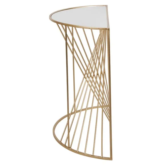 Liberty Glass and Gold Half Moon Console Table 3