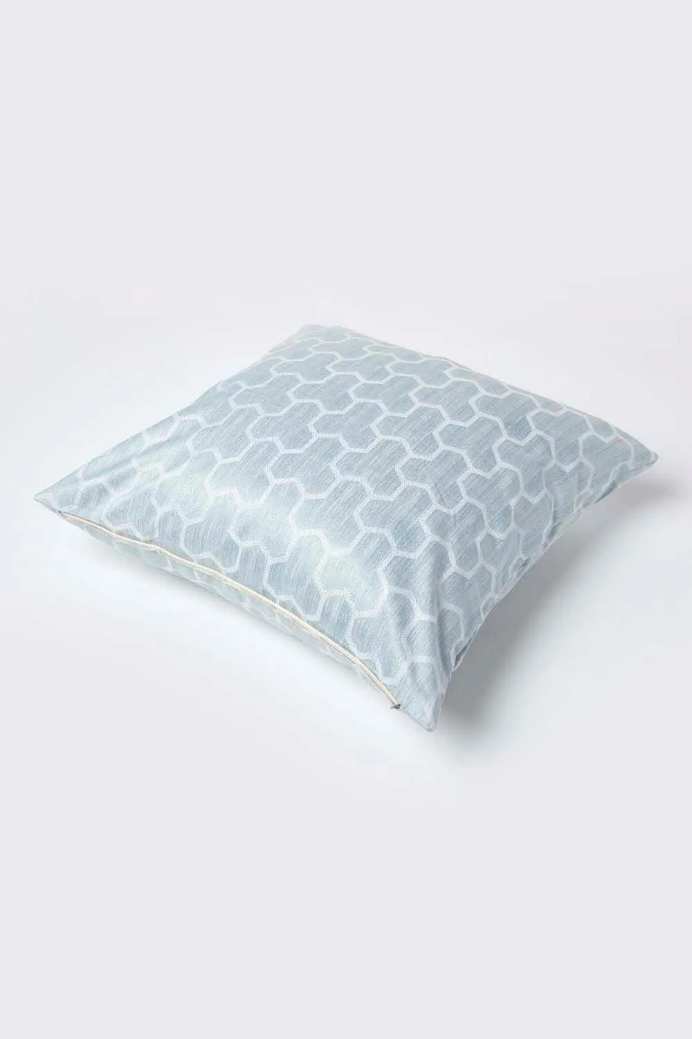 Homescapes Geometric Jacquard Cushion Cover in Blue 4