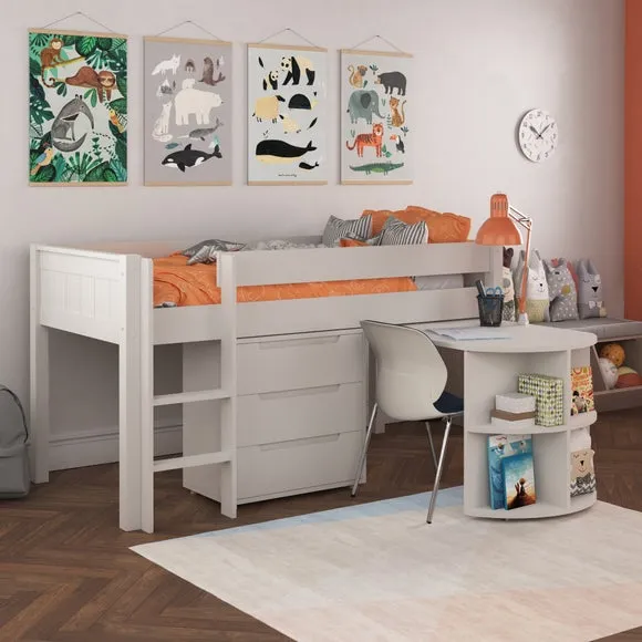 Classic Midsleeper With Pull Out Desk And 3 Drawer Chest