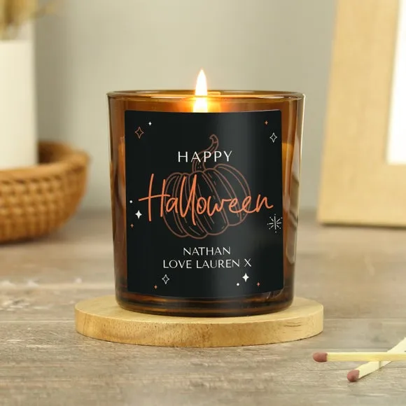 Personalised Pumpkin Glass Candle 2