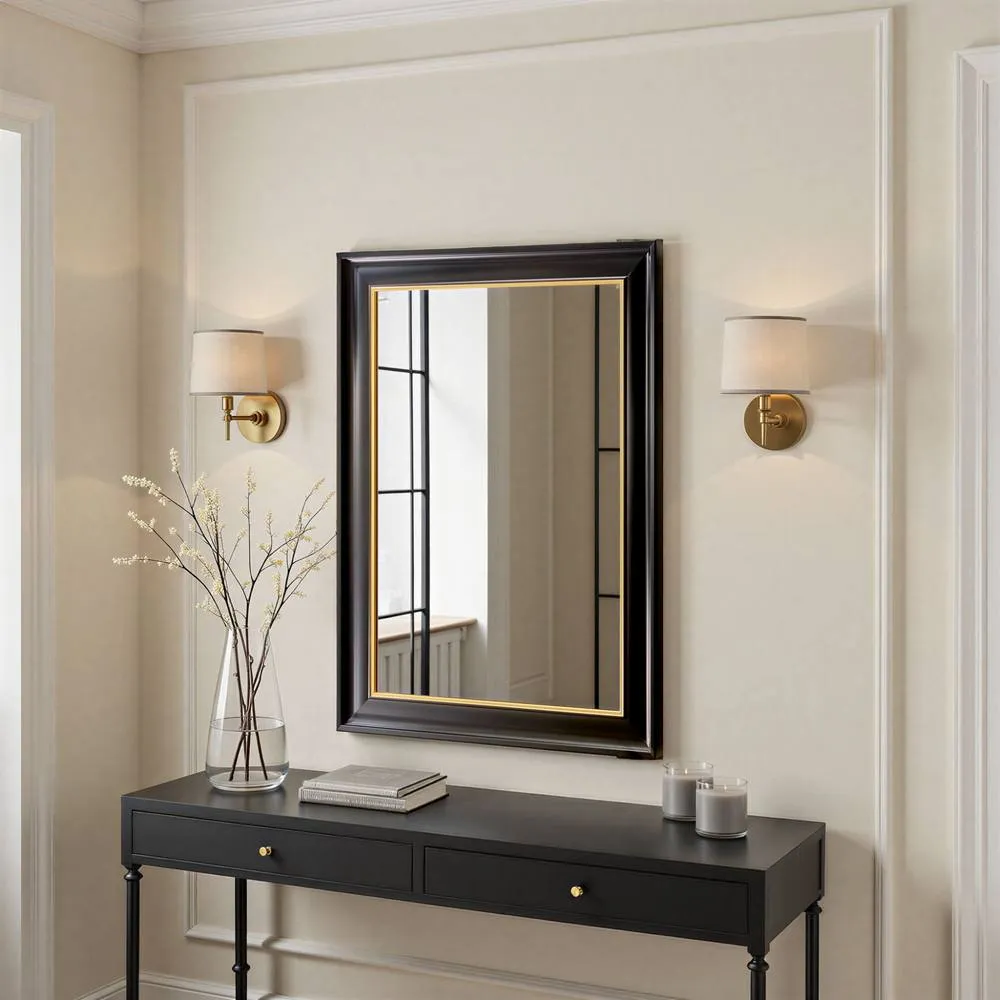 Yearn Mirrors Georgian Black Gold Framed Bevelled Mirror 3