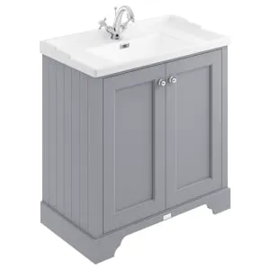 Bayswater Victrion Plummett Grey Traditional Freestanding Vanity Unit & White Recessed Basin - 800mm
