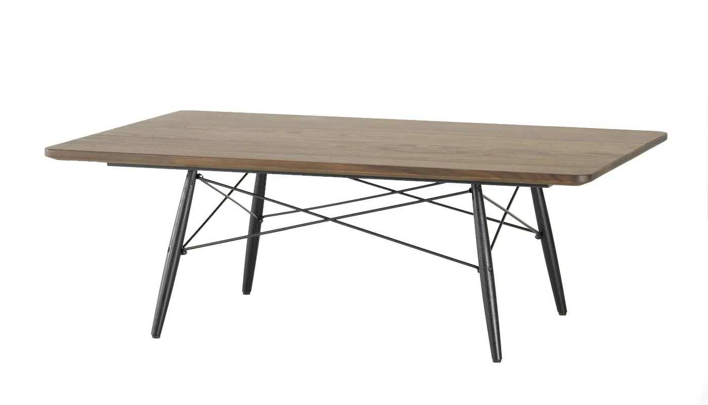 Vitra Eames Rectangular Coffee Table Black Ash Base Walnut