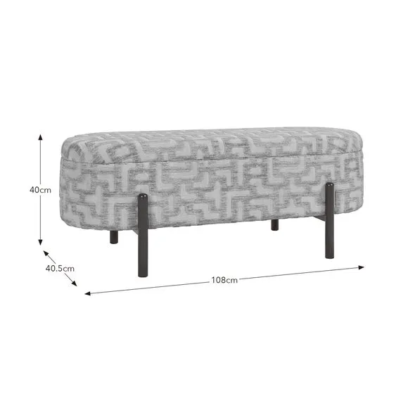 Marley Aztec Chenille Storage Ottoman 6