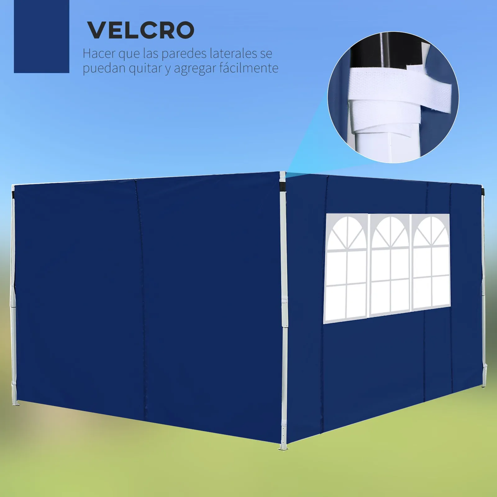 OUTSUNNY Gazebo Replacement Exchangeable Side Wall Panels w/ Window in Blue 6