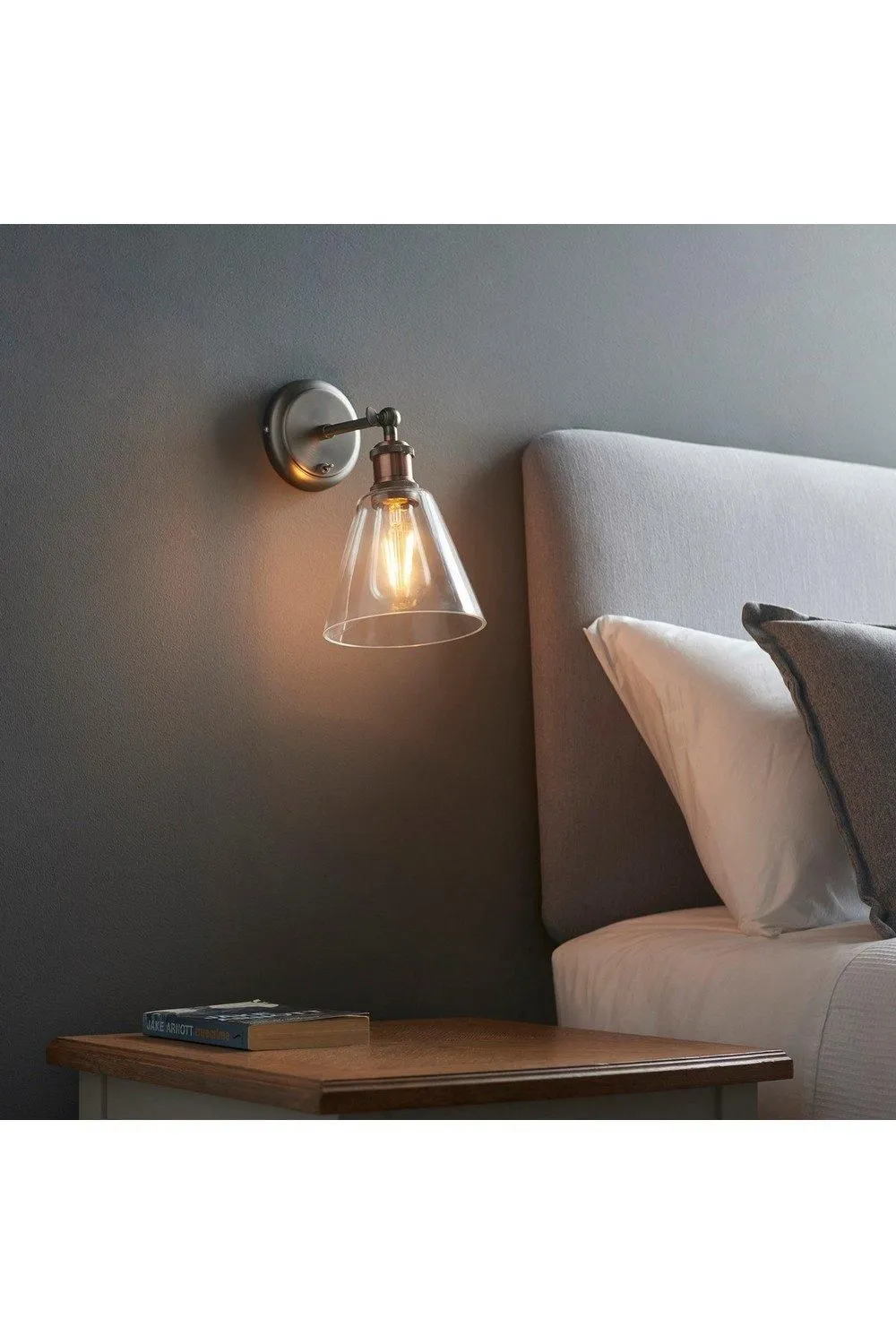 Netlighting Hal Metal Wall Lamp Aged Pewter Aged Copper Plate in Grey 3