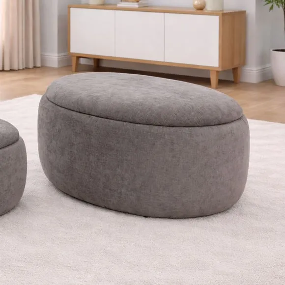 Westhill Chenille Large Oval Storage Footstool 1