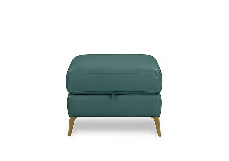 Eclipse Leather Storage Footstool - Lake Green