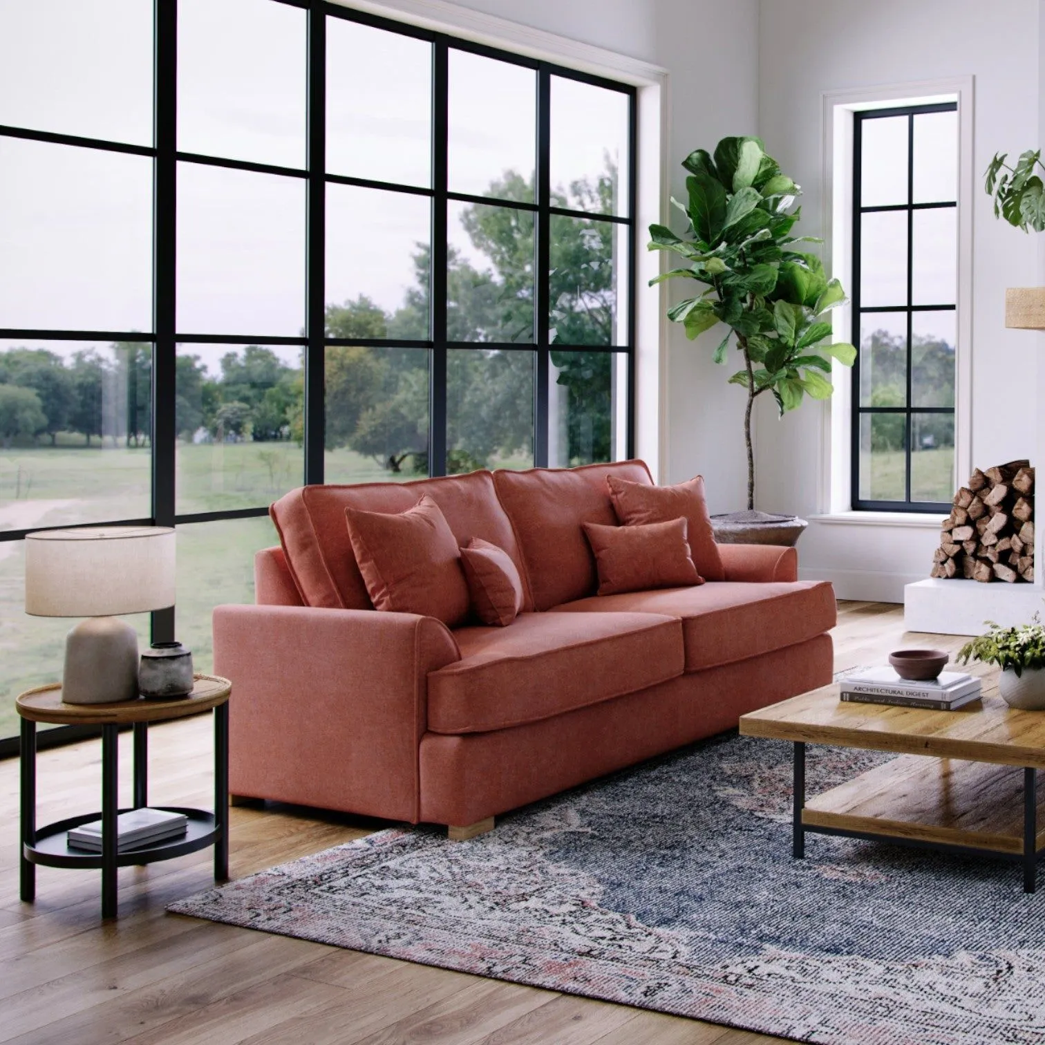 The Great Sofa Company Ophelia 3 Seater Chenille Sofa in Red 1
