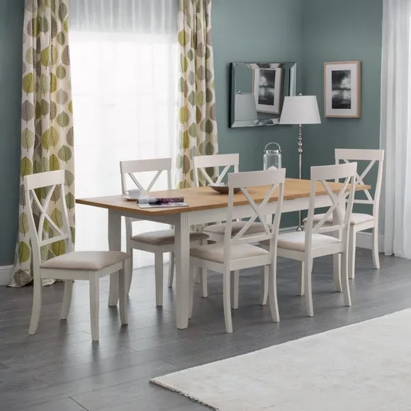 Davenport 4-6 Seater Rectangular Extendable Dining Table with 6 Chairs, Off White 2