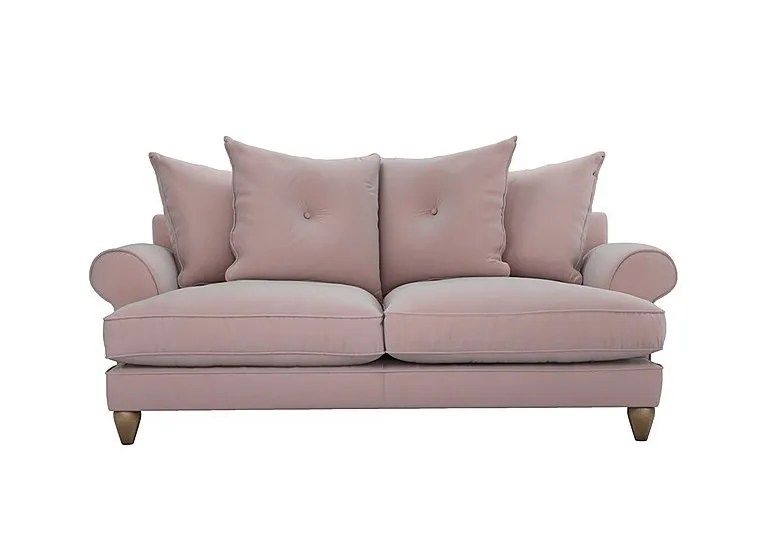 Bronwyn 3 Seater Fabric Scatter Back Fibre Fill Sofa With Washed Oak Feet - Cotton Candy