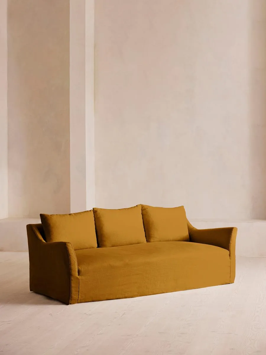 Roma Three Seater Sofa, Linen, Turmeric