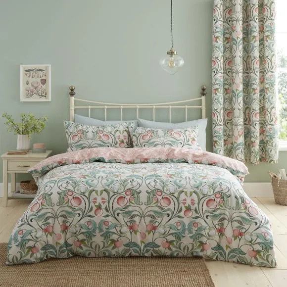Catherine Lansfield Clarence Floral Reversible Natural Duvet Cover & Pillowcase Set 1