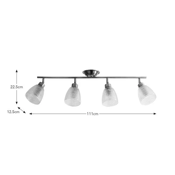 Kibworth Ribbed 4 Light Adjustable Semi Flush Spotlight Bar 6