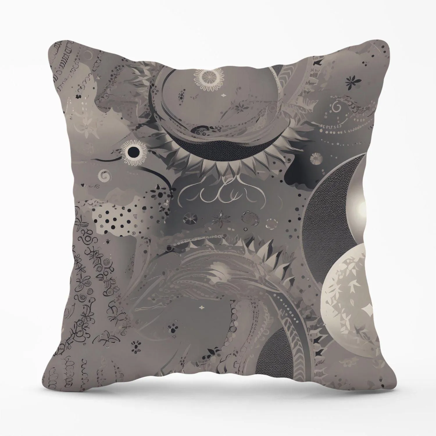 Warren Reed - Designer Abstract Moon Shapes Outdoor Cushion in Grey