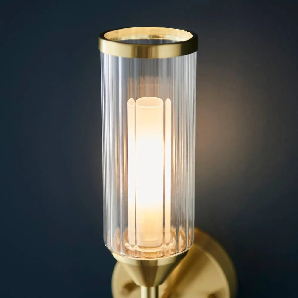 Netlighting Trieste Wall Lamp Satin Brass Plate Clear Frosted Glass in Gold 5