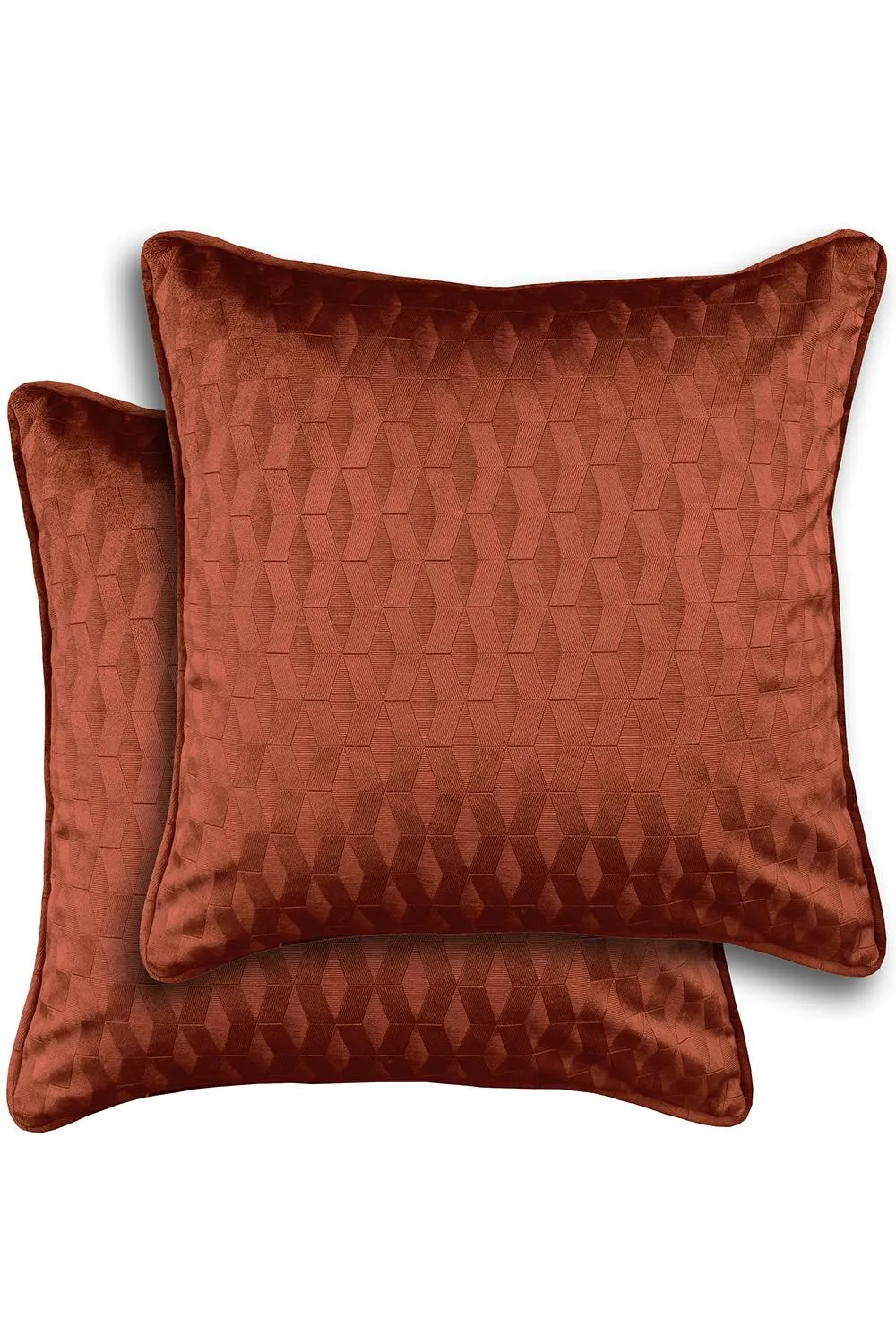 Enhanced Living Pair of Tokyo Geometric Double Sided Zip Opening Cushions - Cases Only in Burnt Orange
