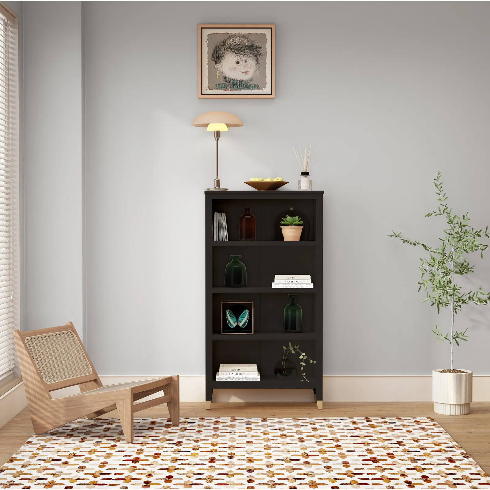 Cabinet Bits Palazzi 4 Tier Bookcase H127 W69 D25cm in Black 1