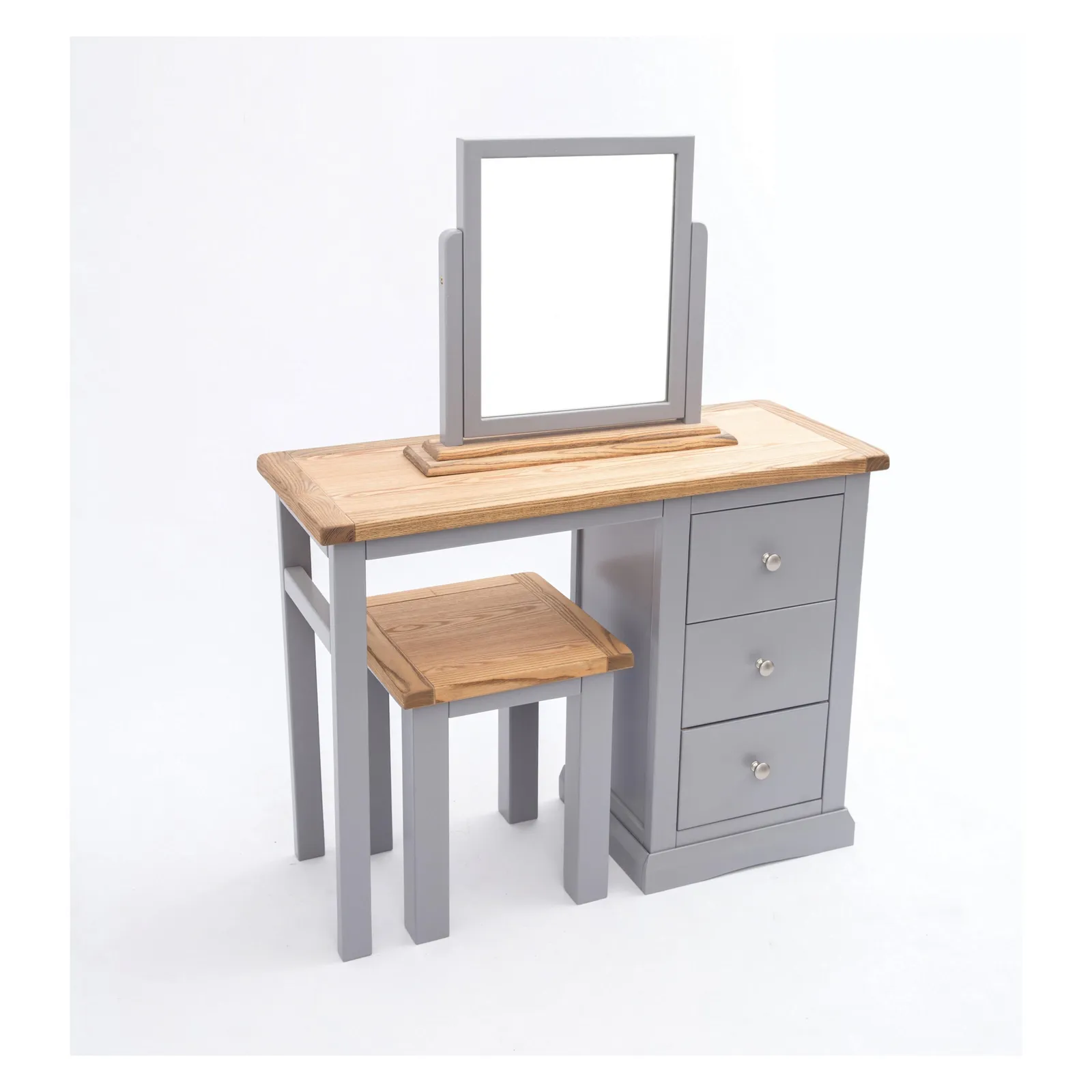 Cabinet Bits Rocca 3 Drawer Dressing Table Set Chrome Knob in Grey 3