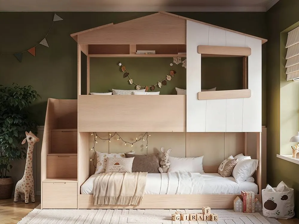 Flair Dreamland House Staircase Bunk Bed in Brown 2