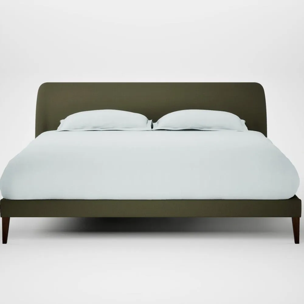Heal's Wallis Bed Super King Smart Cotton Linen Myrtle Walnut Stained Feet