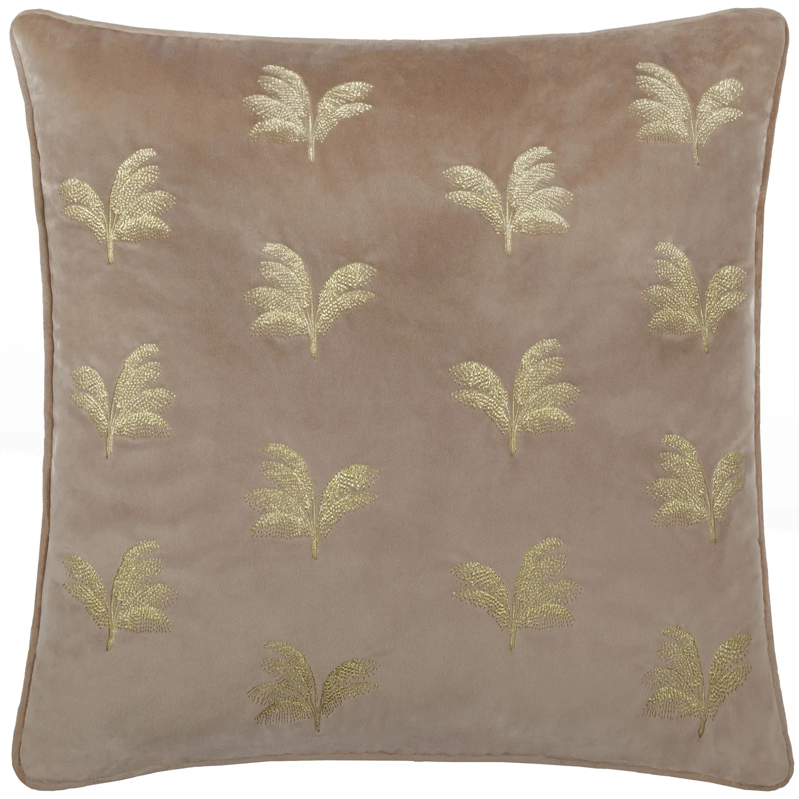 Paoletti Guilded Palms Embroidered Cushion in Light Brown 2
