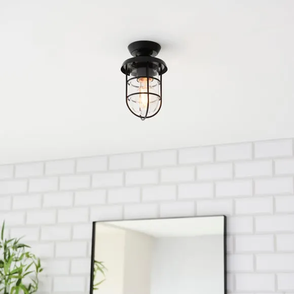 Barker Industrial Indoor Outdoor Flush Ceiling Light 6