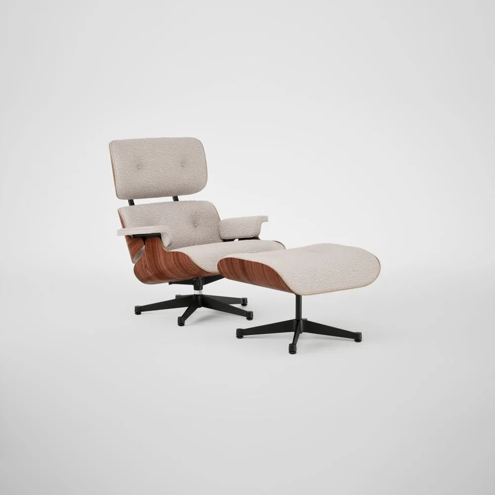 Vitra Eames Lounge Chair & Ottoman Santos Palisander Cont. Nubia 01 Ivory Pearl Polished Black Base 05 1