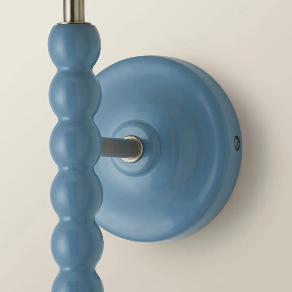 ValueLights Bobbins Pastel Bobble Wall Light & Natural Linen Lamp Shade & Bulb in Pale Blue 4