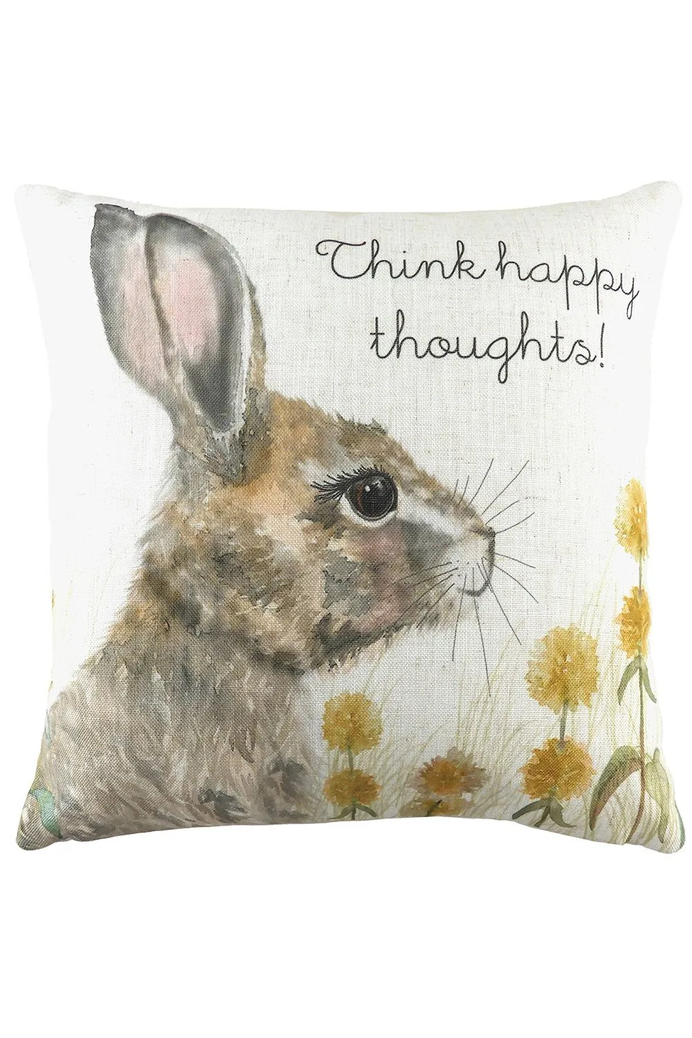 Evans Lichfield Woodland Hare Happy Thoughts Hand-Painted Printed Cushion