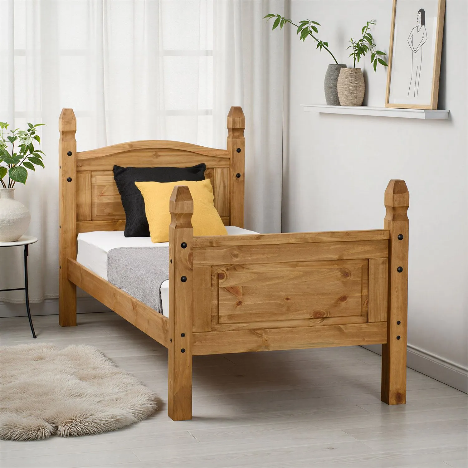 Seconique Corona 3' Single Bed High Foot End in Natural