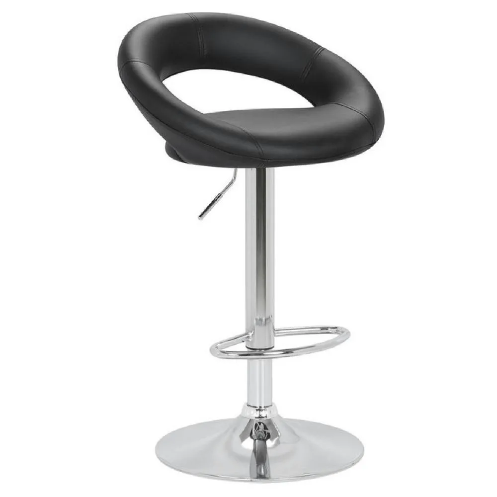 netfurniture Serene Black Padded Kitchen Breakfast Bar Stool Height Adjustable 2