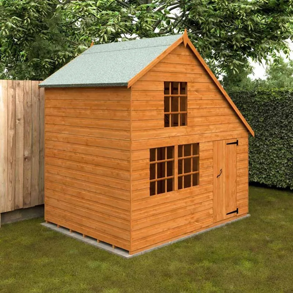 Buttercup Farm 6 x 8 Feet Clubhouse 12mm Shed - Solid Wood/Softwood/Pine in Burnt Orange 2