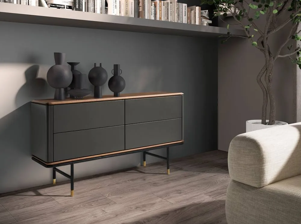 Angel Cerda Chest of Drawers - Dark Grey Matt MDF, Walnut Top 3