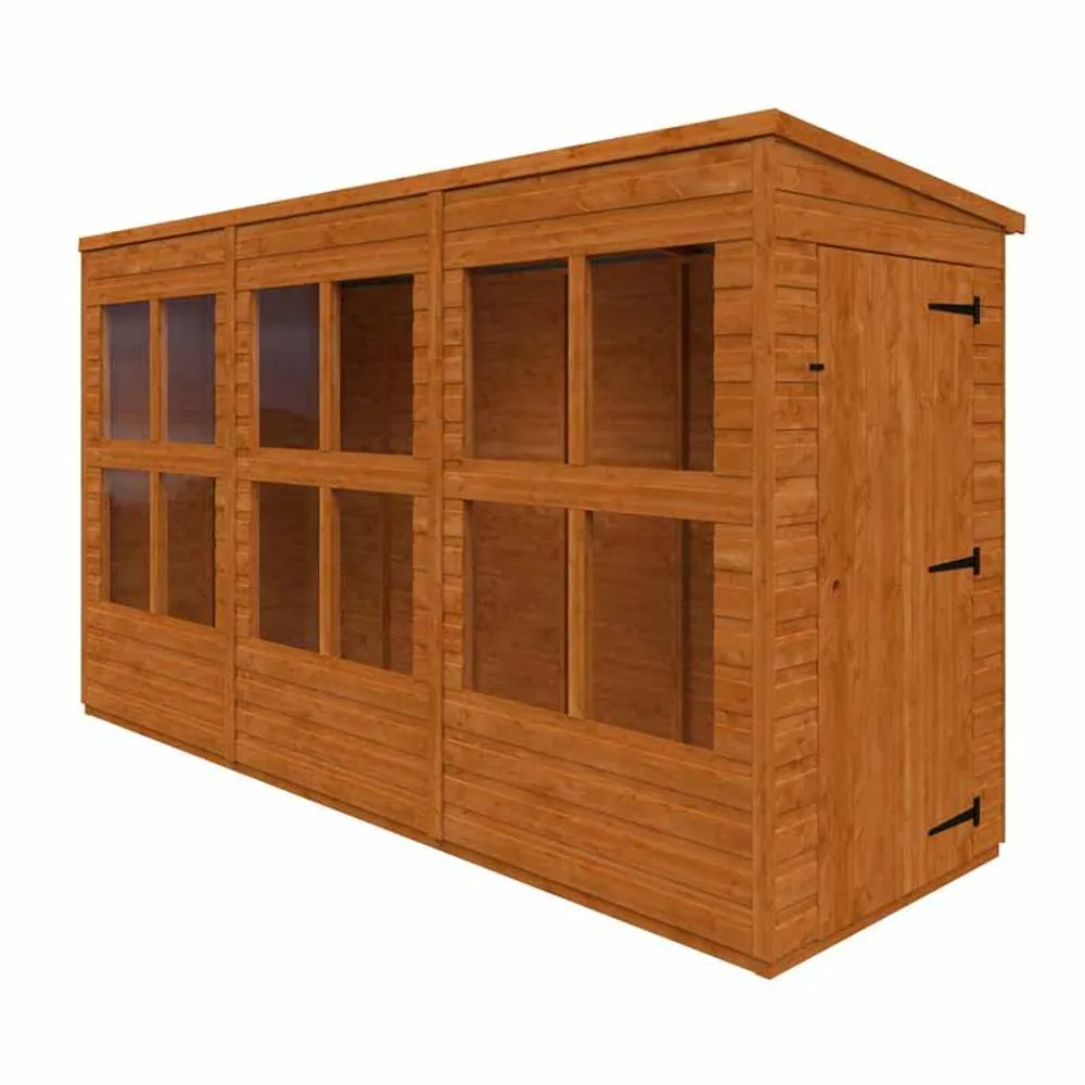Buttercup Farm 12x4 Flex Apex Summerhouse Garden Sunroom 12mm Flex in Burnt Orange