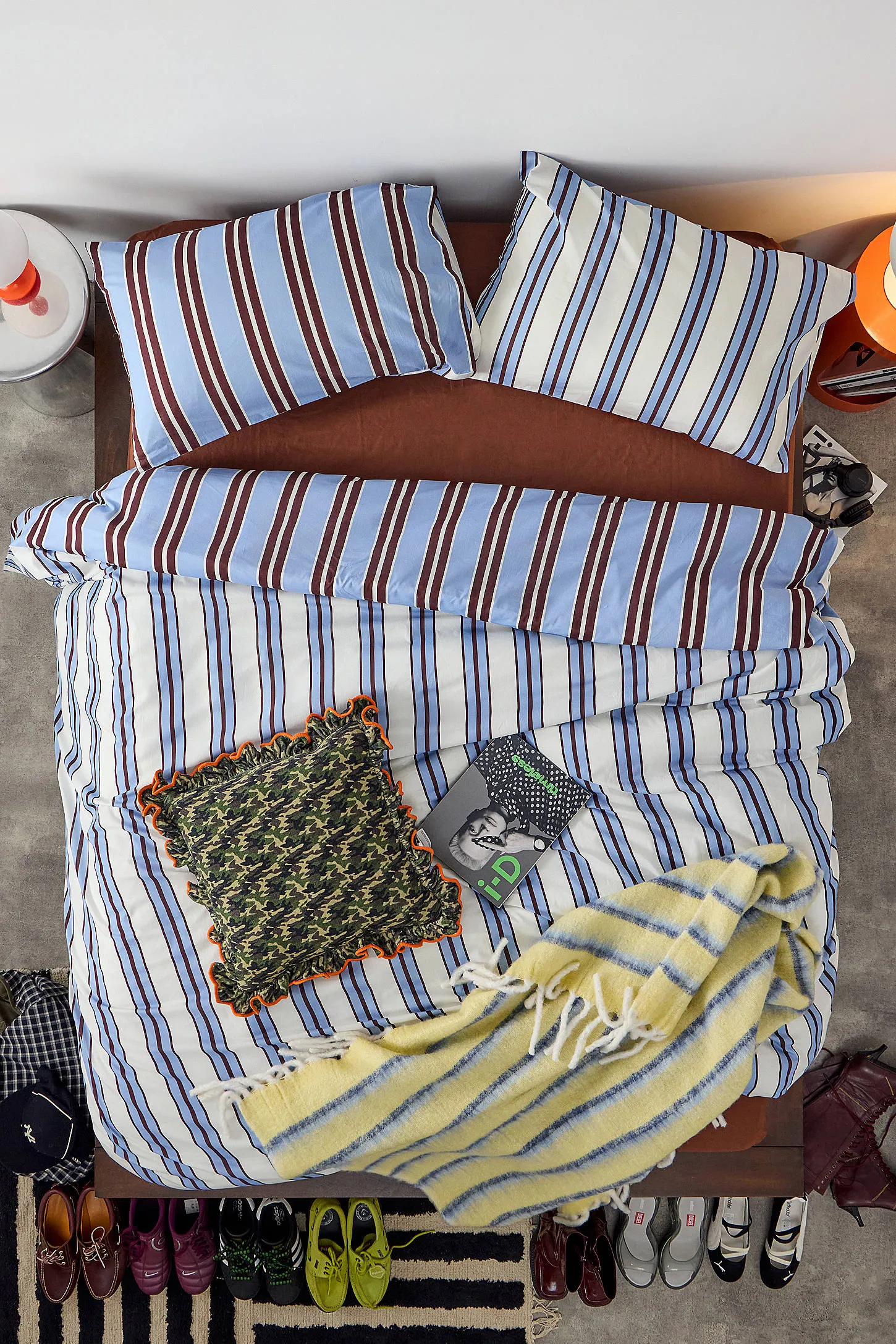 Contrast Stripe Reversible Duvet Set - Blue 3