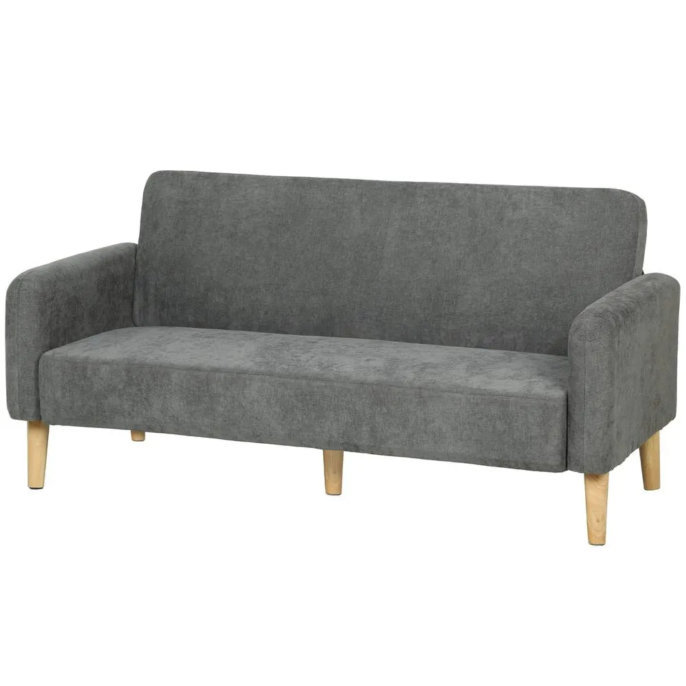 HOMCOM 2 Seater Sofa, Velvet Small Couch with Plush Backrest, Grey