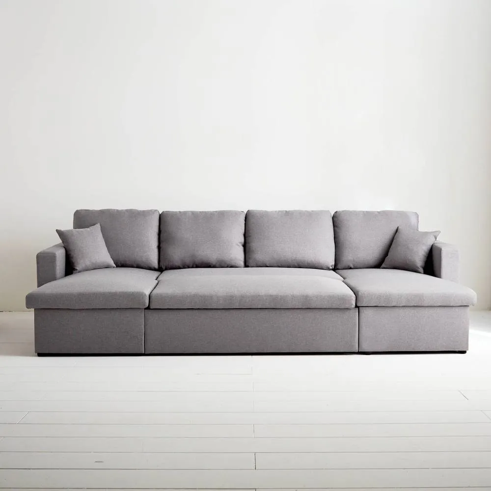 sweeek 4-seater u shaped sofa bed in fabric in Dark Grey 4