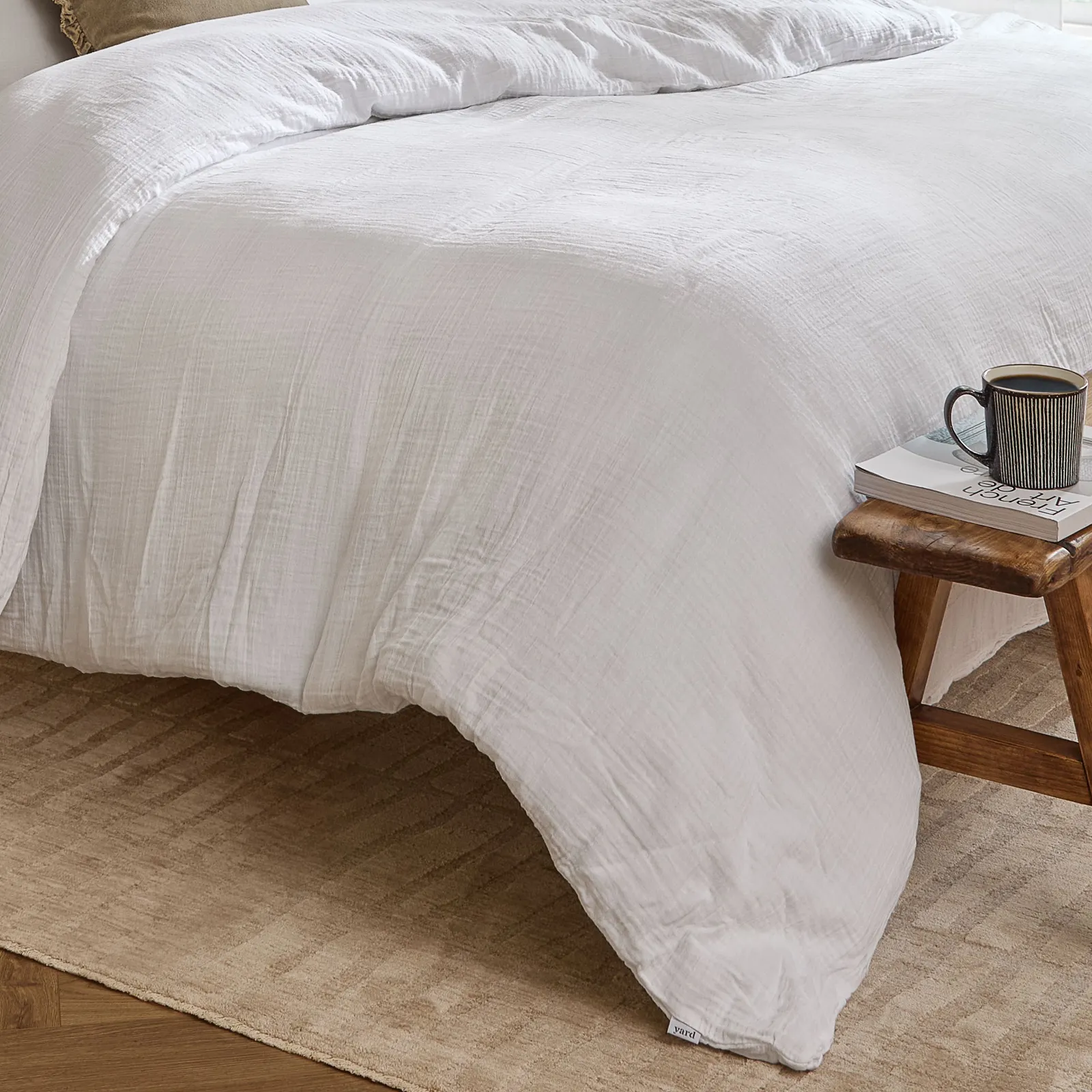 Yard Lark 100% Cotton Muslin Duvet Cover Set in White 4