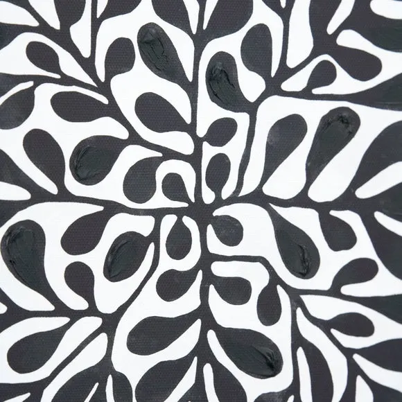 Set of 2 Black Leaf Print Square Framed Canvases 3