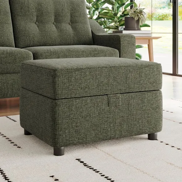 Baxter II Chenille Soft Texture Footstool Olive