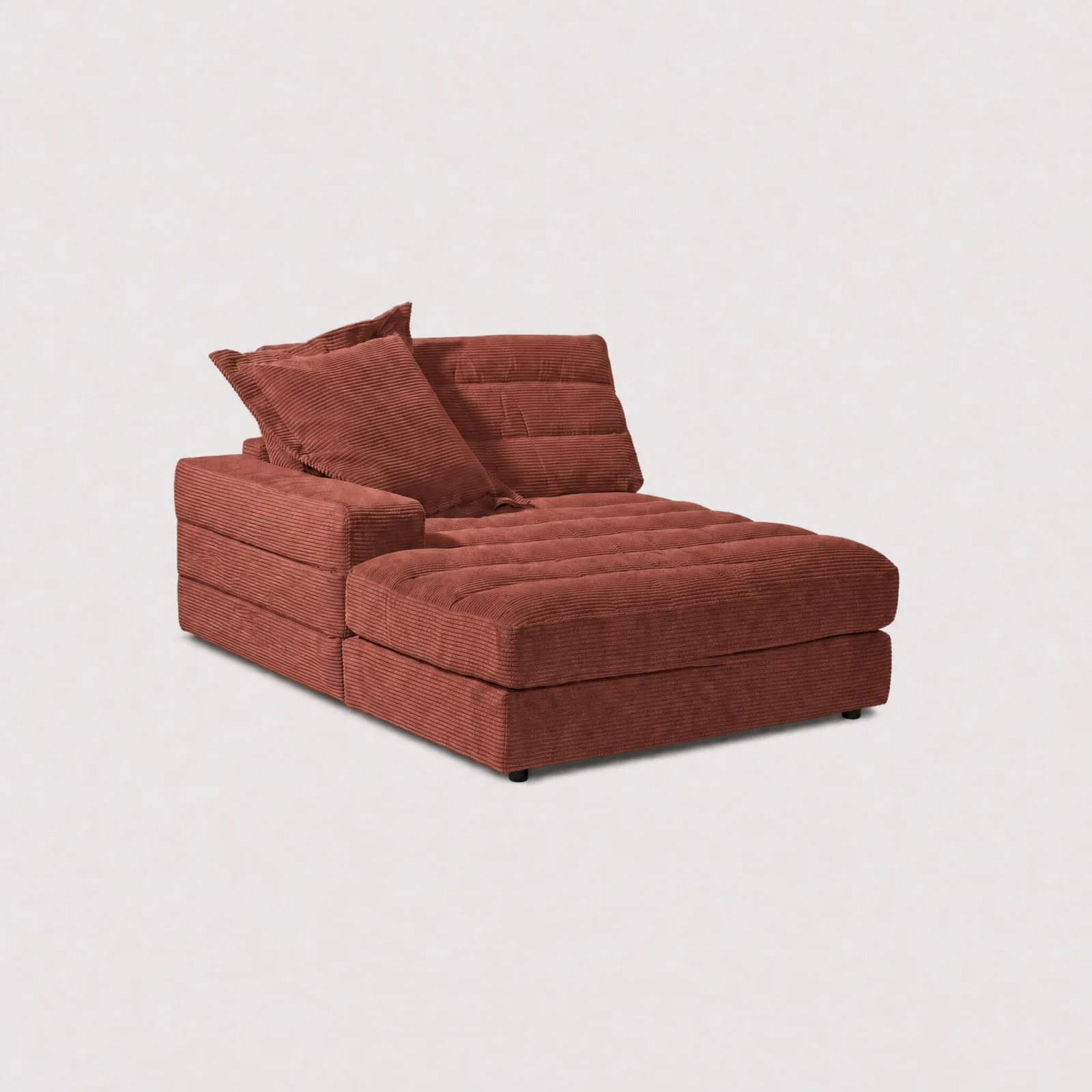 Twain Long Longchair Armrest Left Modular Sofa, Orange Fabric | Barker & Stonehouse 1