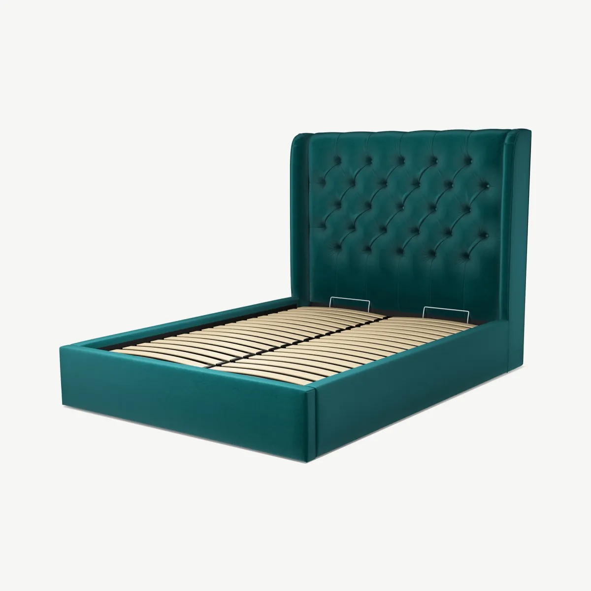 Romare Double Ottoman Storage Bed, Tuscan Teal Velvet