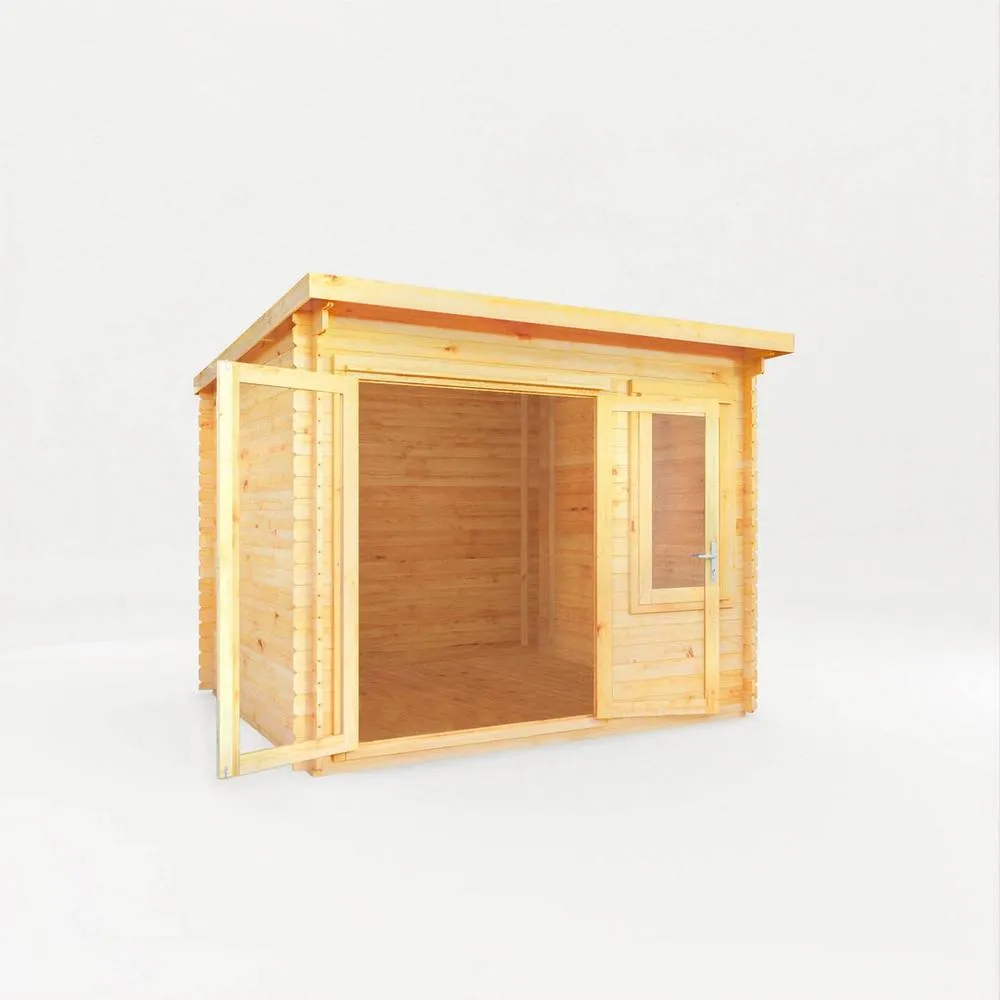 Mercia 3 x 3 m Elite Pent Log Cabin - 28 mm - L333.4 x W303.2 x H249.4 cm in Light Tan 2