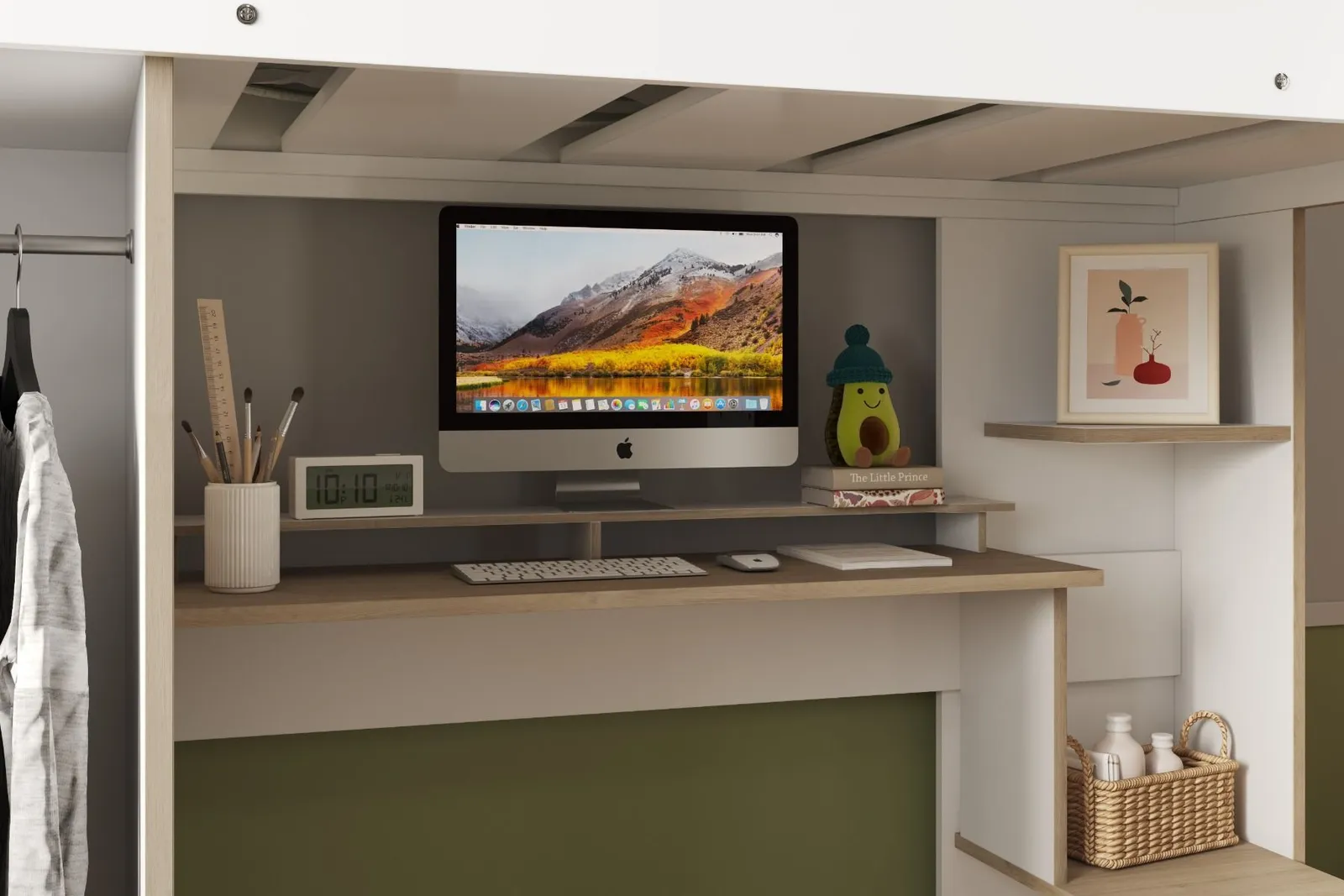 Flair Coco High Sleeper Workstation with Wardrobe in White 5