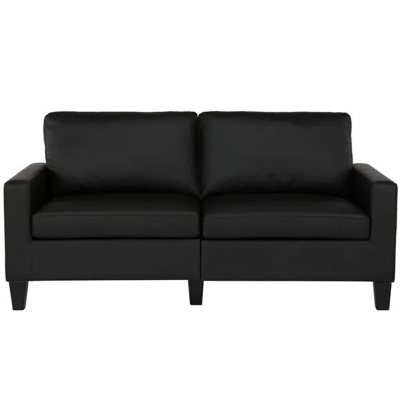 Rylie Faux Leather Sofa, Black 3