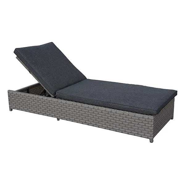 Coniston Garden Sun Lounger Set in Musky Grey Weave with Urban Black F
